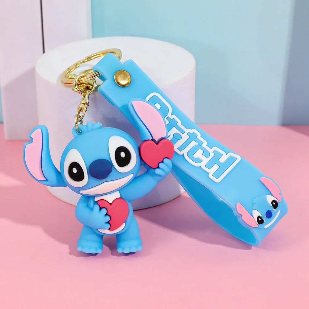 Stitch Keychain, Cute Stitch PVC Doll Key Chain with Chain Ring for Anime Lovers Kawaii Cartoon Bag Car Keys Accessories Gifts