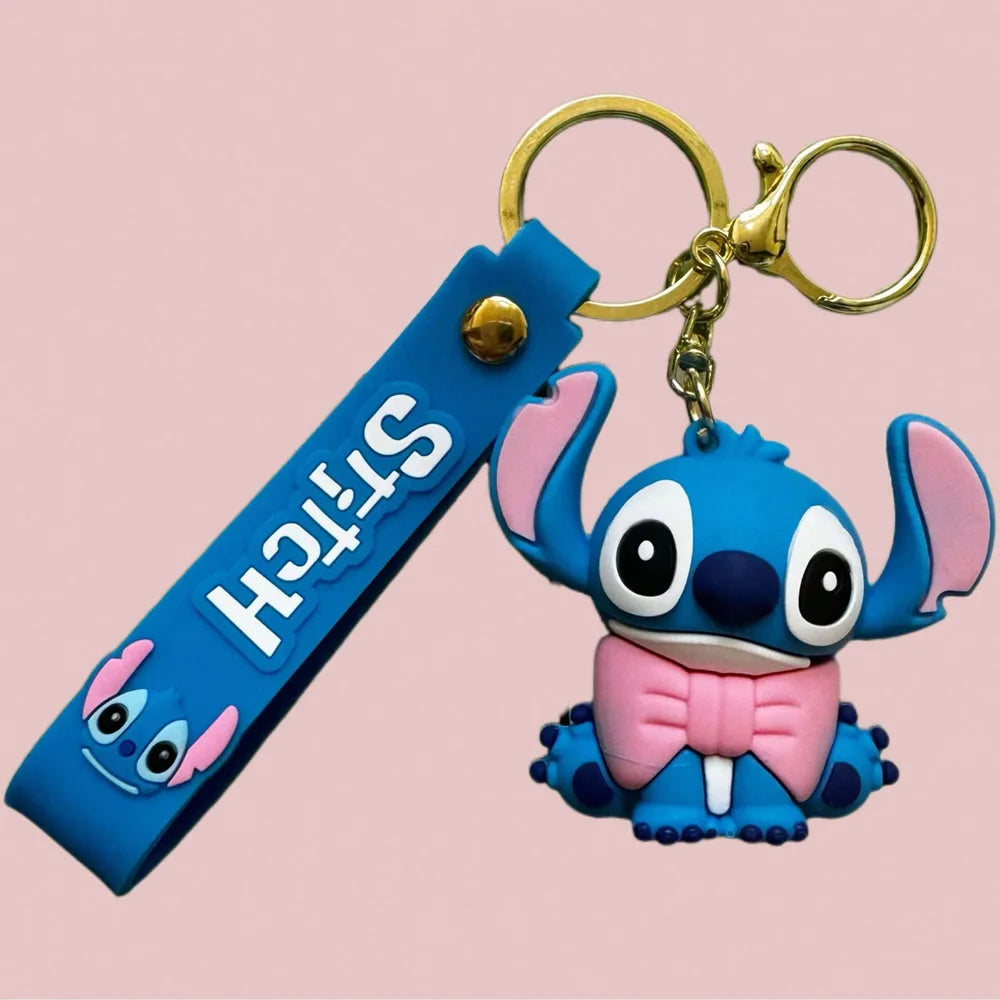 Stitch Keychain, Cute Stitch PVC Doll Key Chain with Chain Ring for Anime Lovers Kawaii Cartoon Bag Car Keys Accessories Gifts