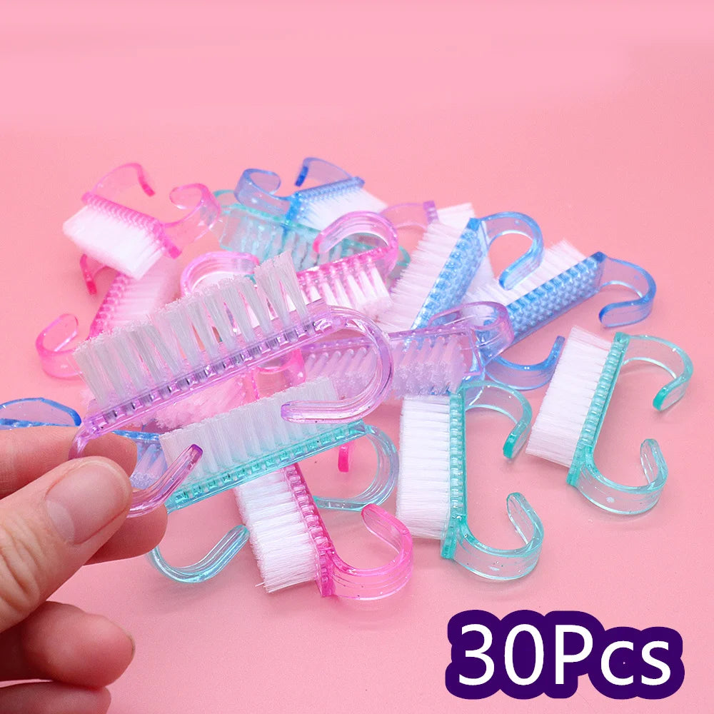 10/30Pcs Acrylic Nail Art Brushes 4 Colors Manicure Tool Set Soft Dust Removal Plastic Cleaning Brushes For Powder Dust Cleaning