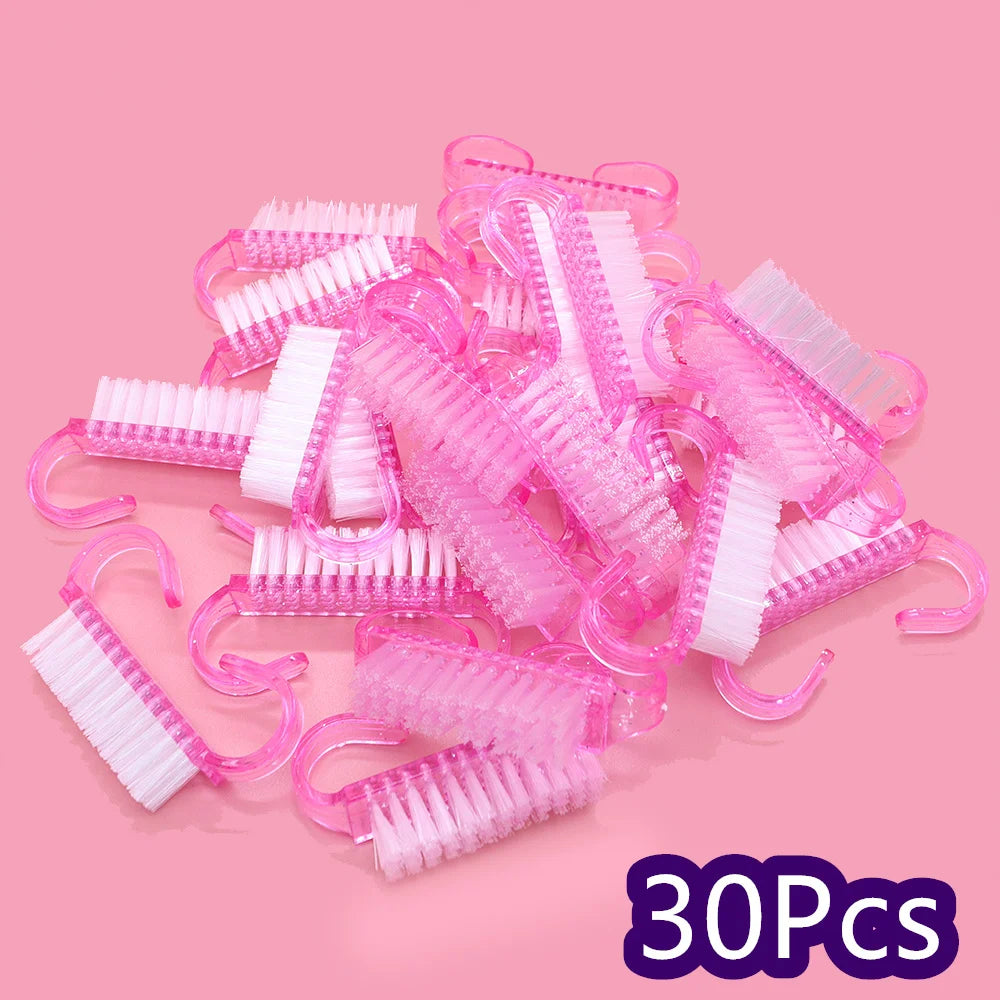 10/30Pcs Acrylic Nail Art Brushes 4 Colors Manicure Tool Set Soft Dust Removal Plastic Cleaning Brushes For Powder Dust Cleaning