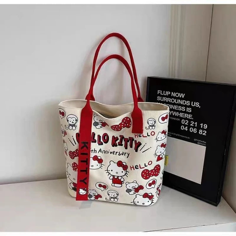 Sanrio Hello Kitty Shoulder Bag Cute Cartoon KT Cat Handbag Girls Backpack Schoolbag Cosmetic Bag Holiday Christmas Gifts
