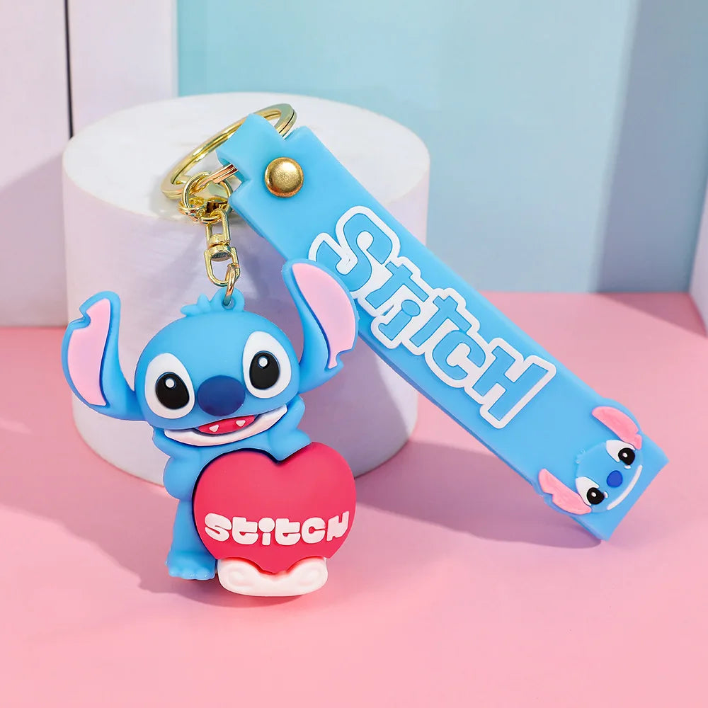 Stitch Keychain, Cute Stitch PVC Doll Key Chain with Chain Ring for Anime Lovers Kawaii Cartoon Bag Car Keys Accessories Gifts