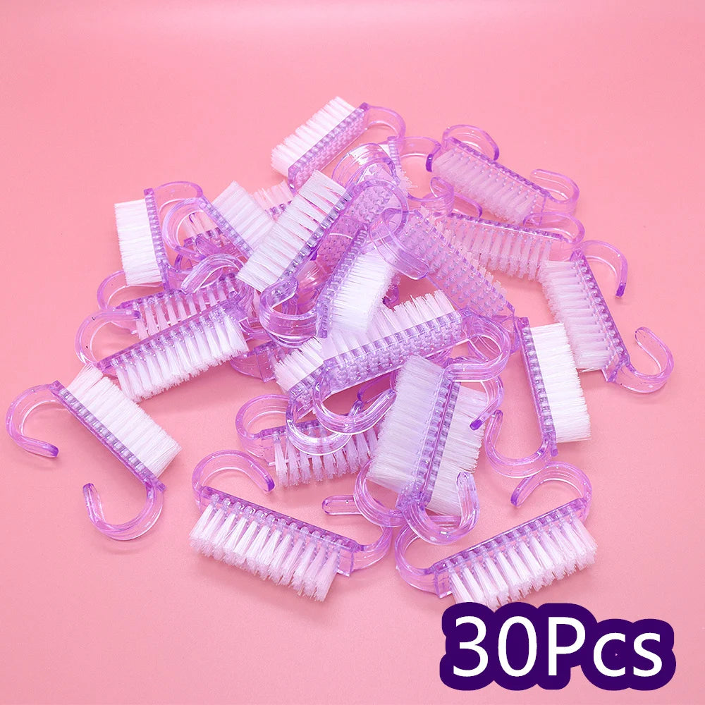 10/30Pcs Acrylic Nail Art Brushes 4 Colors Manicure Tool Set Soft Dust Removal Plastic Cleaning Brushes For Powder Dust Cleaning